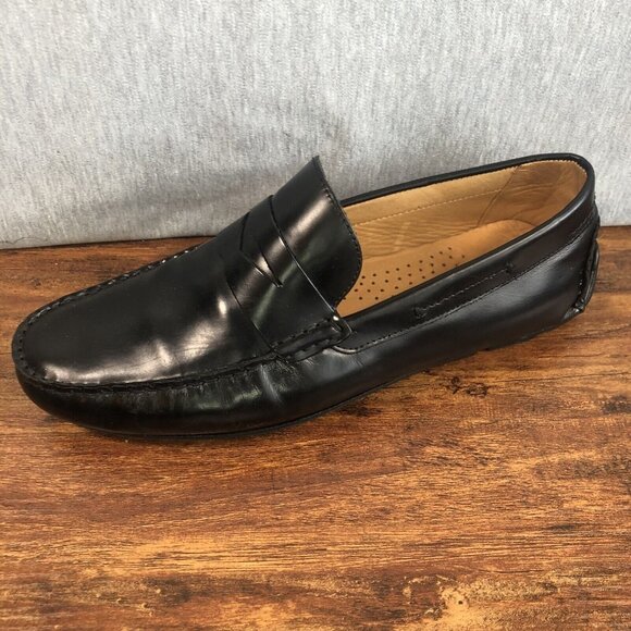 Mercanti Fiorentini Men 9.5 Driving Leather Loafers Shoe Black‎ Slip On Moc Toe - Picture 7 of 11
